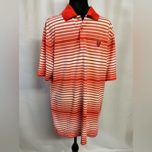 Salmon and White Striped Nike Golf Performance Dri Fit Polo Shirt‎ Size Large